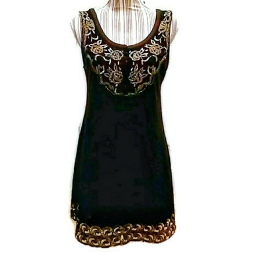Free People Black Dress w/Gold Stitching S…